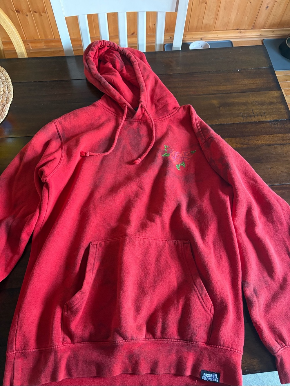 Broken promises Red Men's Pullover Hoodie with Rose